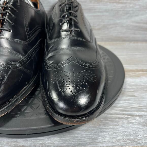 Bostonian Men's Vintage Wingtip Black Leather Oxfords Size 10.5 D/B Made In USA - Picture 2 of 13